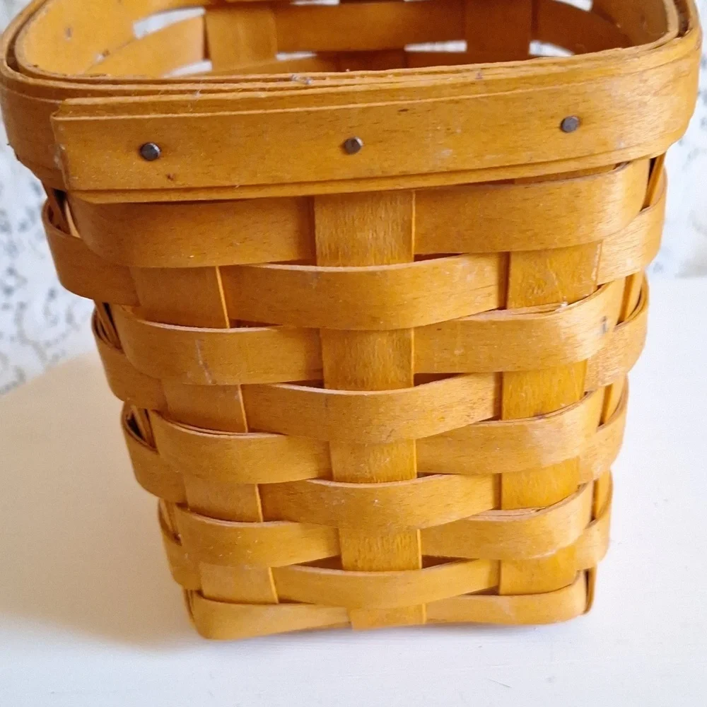Vintage Longaberger Basket Signed, Flower Basket, Small Storage